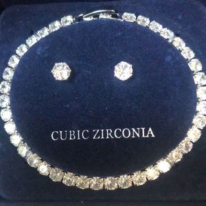 3 for $10 Sale - CZ Silver Plated tennis bracelet and stud set